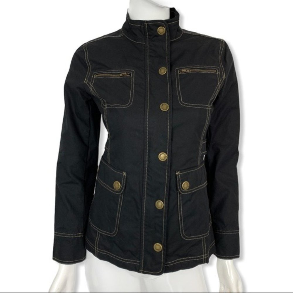 Boden Biker Jacket 10 Black Coated Zip Up
